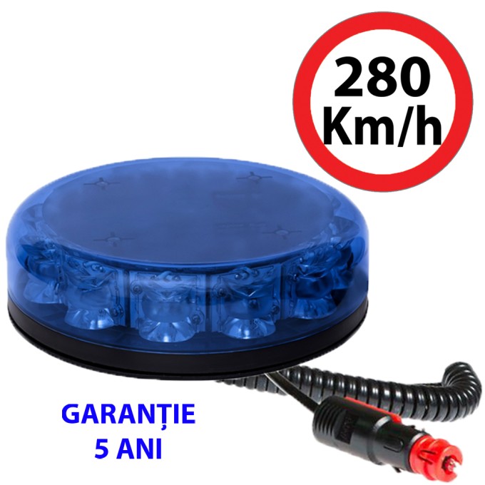Girofar LED Magnetic aerodinamic (doar 4,5 cm inaltime) 12-24V 12 LED-uri de 3W - 5 ani Garantie